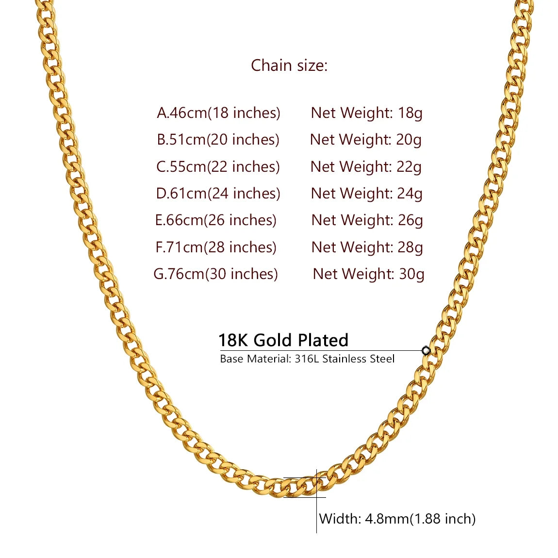 Gold Chains for Mens 24Inch 6MM 18K Gold Filled Necklace Mens Gifts for Men